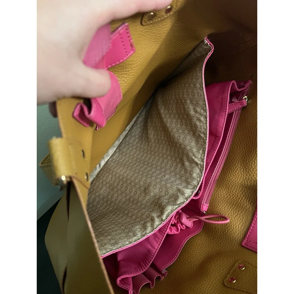 Charming Charlie Work Tote Laptop Shoulder Bag Caramel Travel Women Accessories